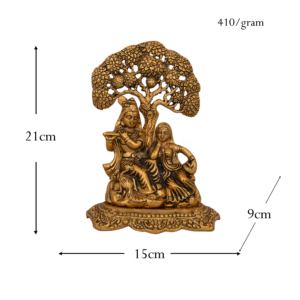 Radha Krishna plaqué or fait à la main et Statue de conception d'arbre à l'arrière pour la décoration de la maison et les cadeaux - Product Image 4