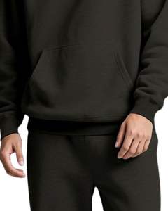 Ensemble survêtement molletonné vert olive foncé pour homme, sweat-shirt à capuche décontracté d'hiver, pantalon de survêtement, streetwear pour homme - Product Image 6