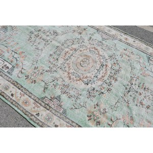 Vintage 6X9 pies verde blanco turco lana algas marinas alfombra clásica área grande Patchwork látex para decoración de la habitación del pasillo - Product Image 5