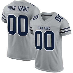 Maillot de football américain personnalisé pour homme, bleu marine et or, sublimé, col en V, manches courtes, respirant, polyester, impression du nom et du numéro de l'équipe - Product Image 4