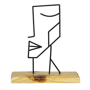 Finition enduite de poudre noire de dessus de table de forme de femmes en laiton d'AK avec la base en bois naturelle pour la décoration de bureau/décor de table - Product Image 4