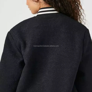 เสื้อแจ็กเก็ตคอวีผ้าวูลผสมผ้าคอตตอนปักโลโก้ที่กำหนดเอง - Product Image 5