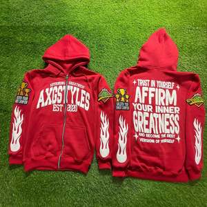 Vente en gros de survêtements 100% coton personnalisés tissu polaire lourd logo brodé col à capuche motif d'hiver réversible - Product Image 3