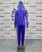 Ensemble de survêtement en velours brodé pour femmes, manches longues, à capuche, décontracté, couleur unie, deux pièces, service OEM personnalisé