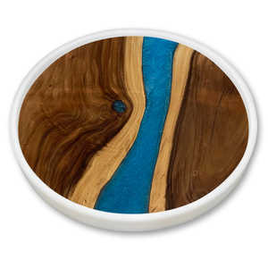 Circle Blue Handcrafted Resin and Wood Coaster Wood and Resin coaster for Desktop and Table Top Customized Color and Shape - Product Image 5