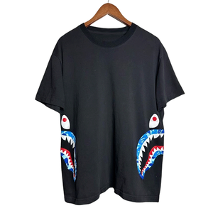 เสื้อยืดโอเวอร์ไซส์สีดำสำหรับผู้ชาย พิมพ์ลายกราฟิกปากฉลามสองด้าน แขนสั้น สไตล์สตรีทแวร์ลำลอง ผ้าฝ้าย - Product Image 2