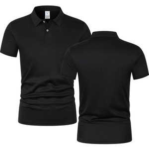 Polo de color sólido de secado rápido para hombre, Camiseta deportiva de manga corta con cuello elástico de verano para uso activo - Product Image 1