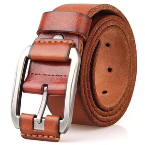100% véritable ceinture en cuir véritable de vache sans boucle pour boucle automatique Vintage ceinture corps 3.50 cm largeur noir marron - Product Image 2