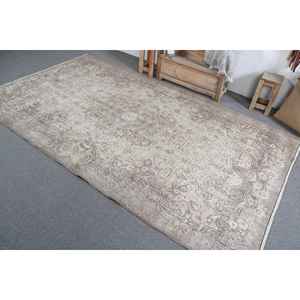 Tapis turc vintage, grand tapis de 5,2 x 9,1 pieds, tapis oriental gris et blanc - Product Image 4