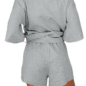 Conjunto de 2 Piezas de Verano para Mujer, Shorts de Lana por Encima de la Rodilla, Holgado y Cómodo, Diseño Sólido, para Descansar, 2026 - Product Image 4