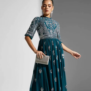 เดรสแม็กซี่สไตล์วินเทจของผู้หญิงชุดราตรีประดับเลื่อมสไตล์นางฟ้าหรูหราแขนเซ็กซี่ร้อนแรงสำหรับงานเลี้ยงอาหารค่ำคลับเยี่ยม - Product Image 1