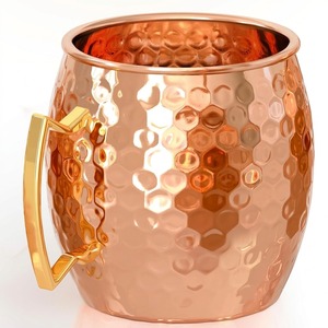 Copper Hammered <b>Mug</b> Belly Cup Vintage Style With Handle <b>Thermal</b> Insulation Party Drinkware - Product Image 1