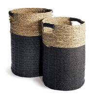 Meilleure vente paniers tissés en jonc de mer personnalisés Vietnam pots de rotin en osier de stockage faits à la main jardinière grand panier rond organisateur