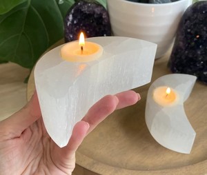 Gran oferta, candelabro de cristal de luna de selenita blanca Natural, piedra semipreciosa de alta calidad, decoración del hogar, piedras preciosas Feng Shui - Product Image 4