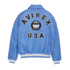 Chaqueta Avirex de Cuero Bordada de Fabricante OEM, Chaqueta Avirex de Cuero Vacuno Genuino Personalizada para Hombre para Invierno - Product Image 2