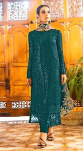 Salwar Kameez en Georgette lourde avec broderie et travail de sequins, tenue de soirée formelle pour mariage - Product Image 3