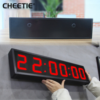 Timer Interval LED Merah 6-Digit 4-Inci dari Paduan Aluminium, Timer Dinding untuk Gym, Multifungsi untuk Pertemuan Olahraga dan Pidato