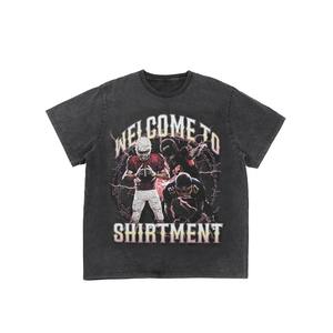 2024 personnalisé Vintage graphique hommes T-Shirt haute qualité coton lourd grande taille lavage à l'acide Boxy cuisse tissé tissu garçon - Product Image 1