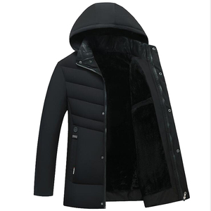 Men's Hooded Puffer <b>Jacket</b> Winter Windproof Thick <b>Fleece</b> <b>Lining</b> Casual Regular Fit Polyester Outerwear <b>with</b> Zipper Closure - Product Image 1