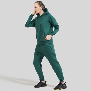 Conjunto de chándal de invierno 100% de algodón personalizado para mujer, conjunto de Sudadera de cuello redondo de gran tamaño de lana de algodón y conjuntos de Jogger, chándal de mujer - Product Image 3