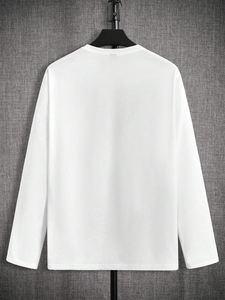 เสื้อยืดแขนยาวผู้ชายผ้าฝ้ายพิมพ์ลายตามสั่ง ทรงปกติ สีพื้น คุณภาพสูง เสื้อยืดเปล่าแขนยาวสำหรับผู้ชาย - Product Image 5