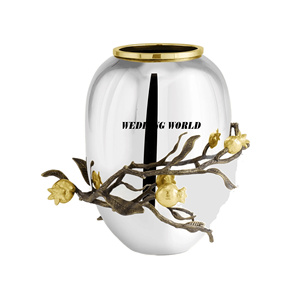 Wedding Decorative Flower <b>Vase</b> <b>Set</b> Of Two Handmade Designer Flower Pot Classic Stylish Wholesale New Metal Flower <b>Vase</b> - Product Image 5