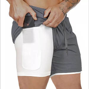 Men's Gym Mesh <b>Shorts</b> <b>5</b> <b>Inch</b> <b>Inseam</b> Double Layer Breathable Solid Pattern Logo Blank Hip-Hop Style - Product Image 6