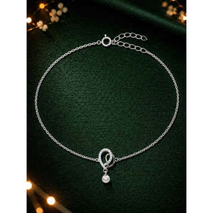 Compre Tobilleras/Payals de Plata 925 100% Auténtica para Mujeres y Niñas, Estilo Lindo, Chapadas en Oro con Material de Oro de 14K y Diamante como Piedra Principal - Product Image 2
