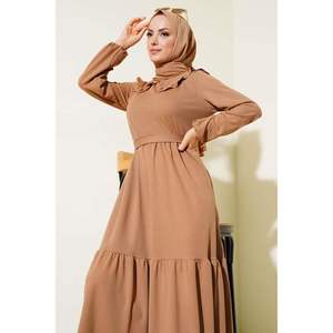 Vestido con cinturón y cuello bebé con volantes Mink - Product Image 4