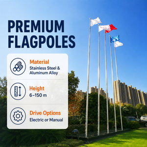 Safety Aluminium <strong>Flag</strong> Pole 20ft 25ft 30ft 35ft 40ft 50ft Stainless Steel High Quality For Outdoor <strong>Flags</strong> - Product Image 1