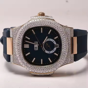 Reloj de diamantes de moissanita de primera calidad para hombre, reloj ostentoso totalmente helado con correa de acero inoxidable y diseño Hip Hop de lujo - Product Image 2