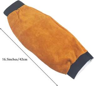 Custom Designed <b>Heavy</b> <b>Duty</b> Waterproof Polyester Welding Work Sleeves Flame-Resistant Yellow Brown 100-150C Safety Clothing - Product Image 2