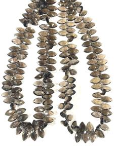 AAA Natural Smokey Cuarzo Facetado Marquesa Forma Briolette Cuentas Tamaño 7x14mm Aprox. 17 pulgadas hebra - Product Image 5