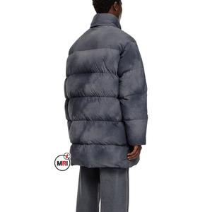 Veste longue en duvet pour hommes avec effet nuageux Veste longue bouffante grise de haute qualité pour hommes - Product Image 3