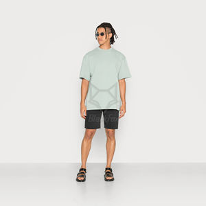 T-shirt surdimensionné à épaules tombantes pour hommes, de haute qualité, col rond, poids lourd, impression personnalisée, vêtements de rue en coton vierge personnalisable - Product Image 2