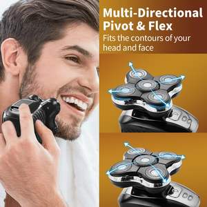 Paquete de 3 cabezales de repuesto para afeitadora eléctrica, mini afeitadora rotativa eléctrica, cuchillas dobles y triples, funcionamiento alemán, lavable. - Product Image 2