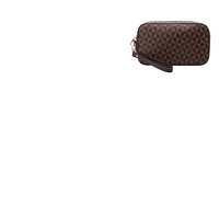 Tren Mode Dompet Pria PVC Motif Kotak-kotak Tas Tangan Unisex Tas Amplop Besar untuk Perjalanan dengan Ritsleting Tas Tangan Pria