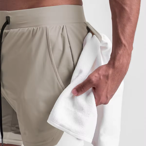 กางเกงขาสั้นตาข่ายสำหรับผู้ชายผ้าโพลีเอสเตอร์แบบมีเชือกรูดมีสองชั้น5นิ้วพิมพ์ซับลิเมชัน100% ตามสั่ง - Product Image 4