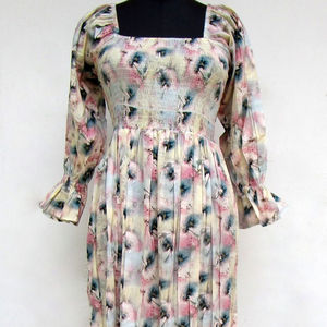 Cotton Block Printed <b>Dress</b> <b>Women</b> Wear Hand Block Printed Long <b>Dress</b> Summer Wear Casual <b>Tunic</b> Loose and Fit Comfortable <b>Dress</b> Set - Product Image 1