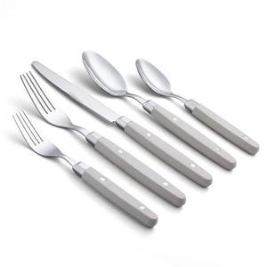 Ensemble de couverts en acier inoxydable 304 avec manche en acrylique nacré gris, couteau, fourchette, cuillère, argenterie, ensemble de couverts de restaurant - Product Image 1