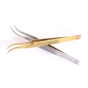 Pince à épiler japonaise en acier inoxydable pour extension de cils en vrac Diamond Grip Best Design Logo personnalisé Curved Pointed Fiber Volume - Product Image 1