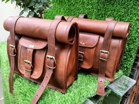 ENSEMBLE de sac de vélo de moto de selle de rouleau vintage en cuir