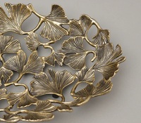 Bol en métal fait main en forme de feuille de Ginkgo, plat décoratif sculpté d'inspiration orientale, idéal pour offrir en cadeau