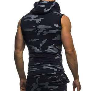 Vêtements de sport pour hommes, sweat à capuche de gymnastique sans manches, séchage rapide, débardeur, musculation, entraînement musculaire, respirant, capuche singulet, OEM - Product Image 5