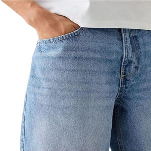 Short en jean bleu de vente chaude pour hommes 100% coton robuste taille moyenne décontracté Style droit Short en jean - Product Image 4