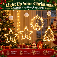 LED Weihnachtsbeleuchtung Fünf-Sterne Weihnachtsbaum Saugnapf-Lichter Festliche Leuchtende Fensterdekoration Zeitgesteuertes Modell 500 Lumen