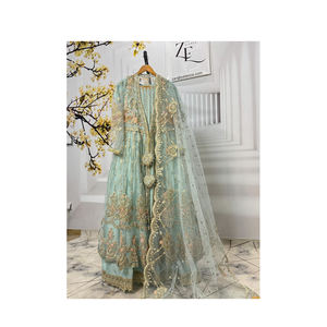 Traje Salwar de gasa pakistaní e indio de 3 piezas cosido Shalwar Kameez para bodas y fiestas - Product Image 1