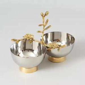 Bol de service brillant avec branche dorée pour l'intérieur de la maison, les hôtels de mariage et les décors de restaurant, les cadeaux de pendaison de crémaillère - Product Image 5