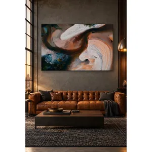 Impression sur toile Fida Aerial avec motifs de sable orange et blanc - Product Image 1