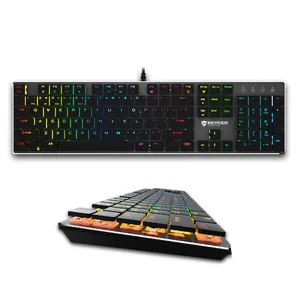oem巧克力键盘薄RGB上盖铝合金材料游戏机械键盘制造商